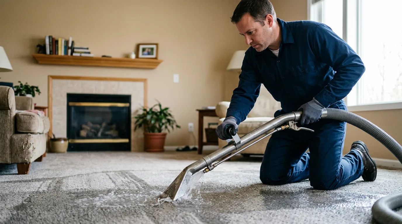 Water damage restoration technician working near Irondale, MO
